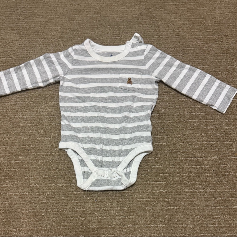 GAP Gray and White Striped Bodysuit